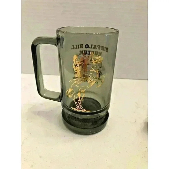 VTG Buffalo Bill Museum Lookout Colorado Beer Smokey Glass Mug Rare Collectible - Picture 4 of 9